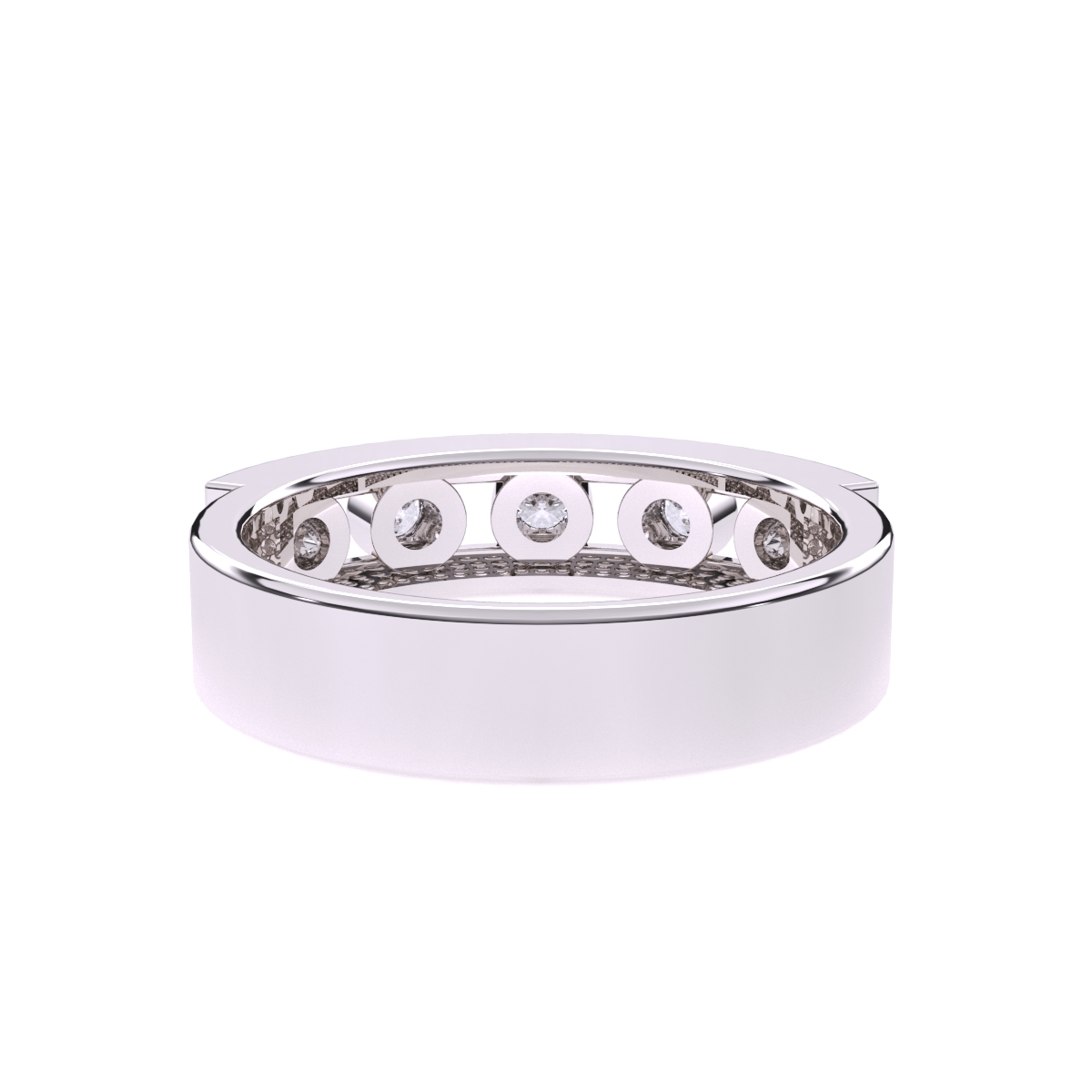 Dazzling Round Bezel Five Stone Wedding Band